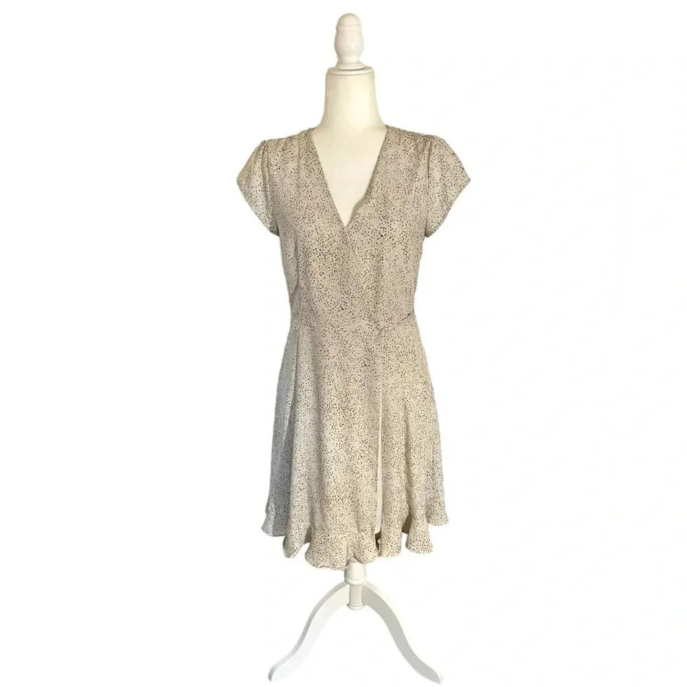 Gilli Dot Print Ruffle Hem Wrap Dress